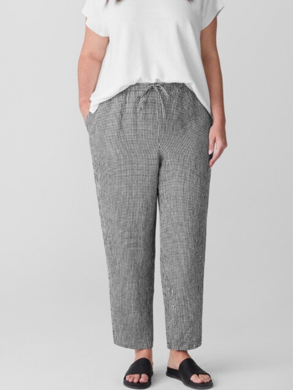 Eileen Fisher Puckered Organic Linen Tapered Pants